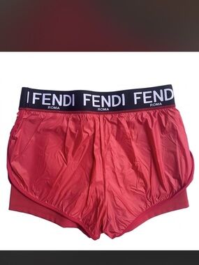 Fendi Red Women's Boxer Briefs with Black Branded Waistband